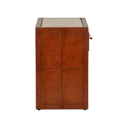 Santino Leather Covered Brown Nightstand - LOOMLAN - Chelsea House - Nightstands