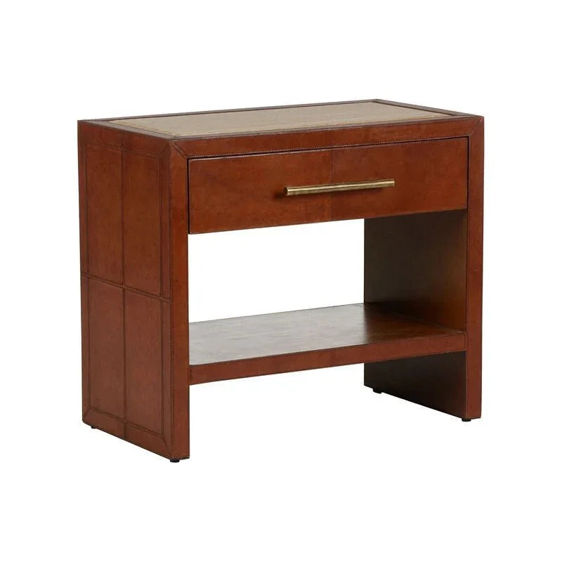 Santino Leather Covered Brown Nightstand - LOOMLAN - Chelsea House - Nightstands