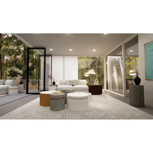 Santori Double Ring Short - Gold Outdoor End table - LOOMLAN - Seasonal Living - Outdoor Side Tables