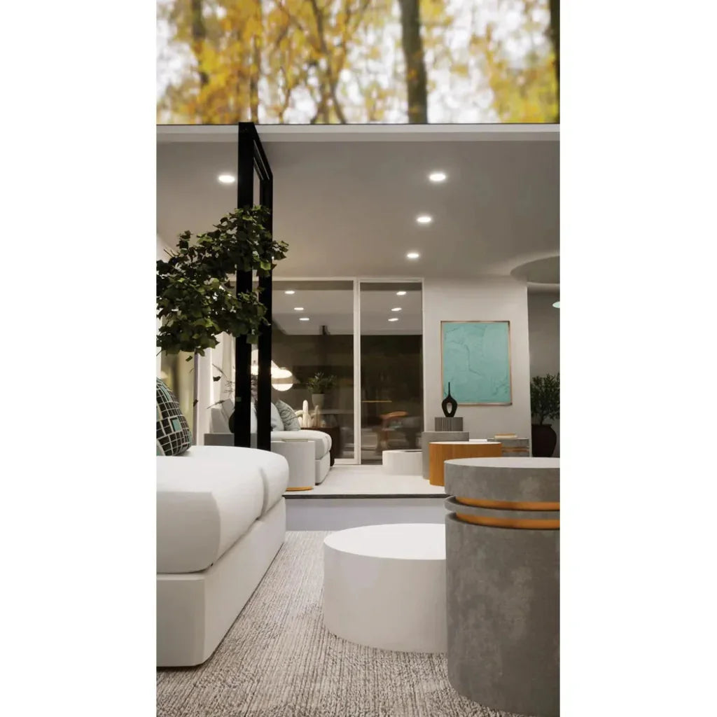 Santori Double Ring Tall - Gray/Gold Outdoor End table - LOOMLAN - Seasonal Living - Outdoor Side Tables