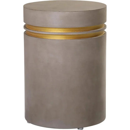 Santori Double Ring Tall - Gray/Gold Outdoor End table - LOOMLAN - Seasonal Living - Outdoor Side Tables