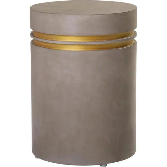 Santori Double Ring Tall - Gray/Gold Outdoor End table - LOOMLAN - Seasonal Living - Outdoor Side Tables