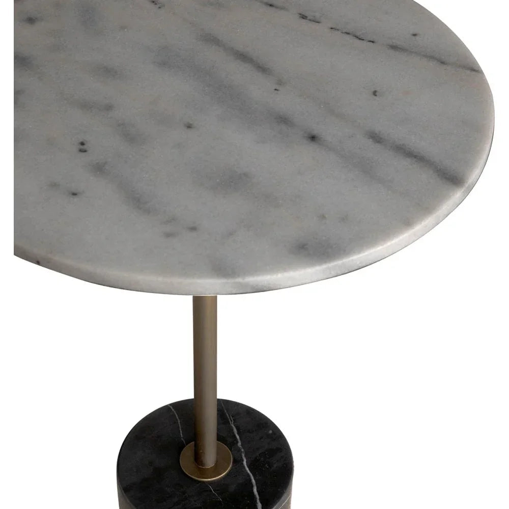 Santosha Marble Top Round Side Table - LOOMLAN - Noir - Side Tables