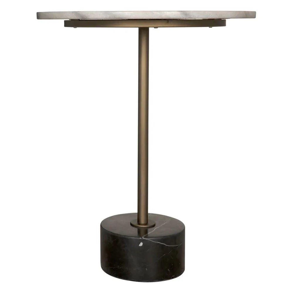 Santosha Marble Top Round Side Table - LOOMLAN - Noir - Side Tables