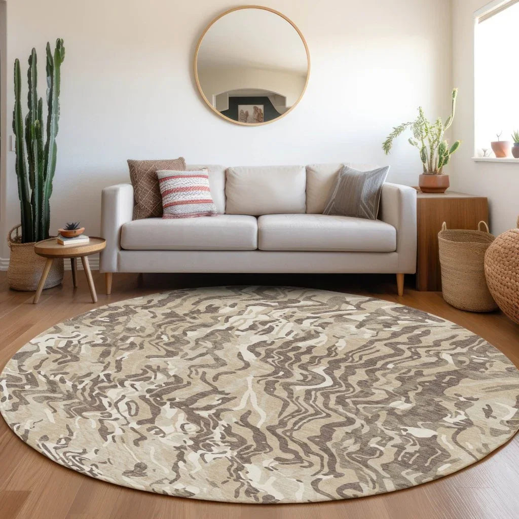 Saphara Beige Washable Indoor-Outdoor Rug-Outdoor Rugs-LOOMLAN Rugs-LOOMLAN