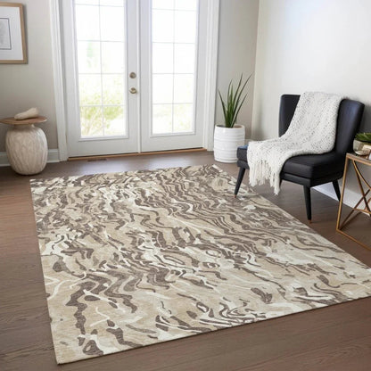 Saphara Beige Washable Indoor-Outdoor Rug-Outdoor Rugs-LOOMLAN Rugs-LOOMLAN