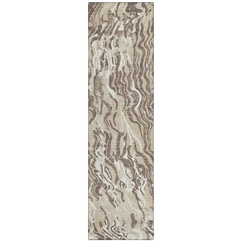 Saphara Beige Washable Indoor-Outdoor Rug-Outdoor Rugs-LOOMLAN Rugs-2'3" x 7'6"-LOOMLAN