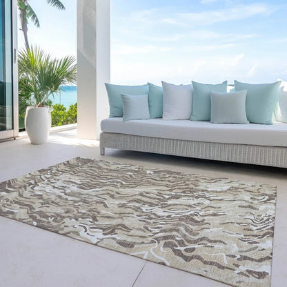 Saphara Beige Washable Indoor-Outdoor Rug-Outdoor Rugs-LOOMLAN Rugs-LOOMLAN