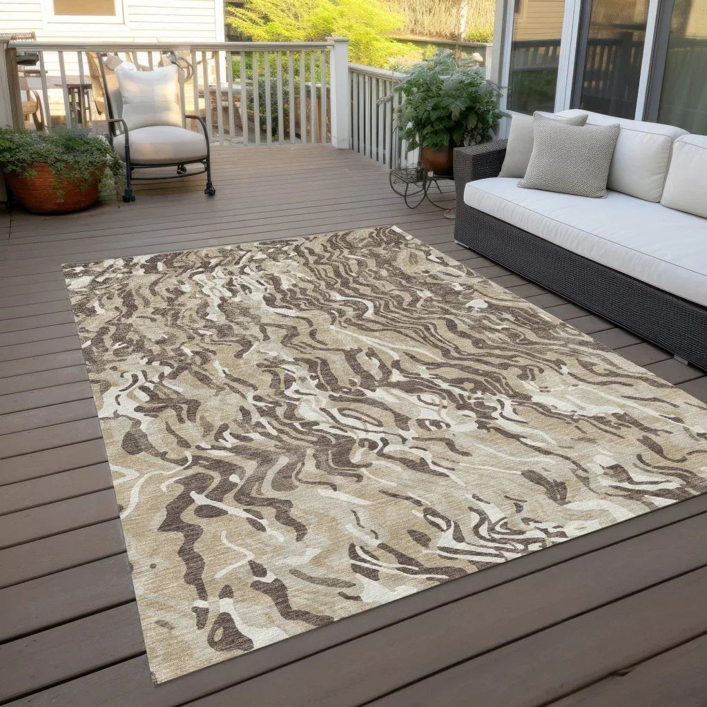 Saphara Beige Washable Indoor-Outdoor Rug-Outdoor Rugs-LOOMLAN Rugs-LOOMLAN