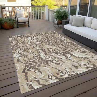Saphara Beige Washable Indoor-Outdoor Rug-Outdoor Rugs-LOOMLAN Rugs-LOOMLAN