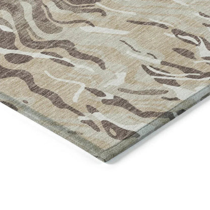 Saphara Beige Washable Indoor-Outdoor Rug-Outdoor Rugs-LOOMLAN Rugs-LOOMLAN