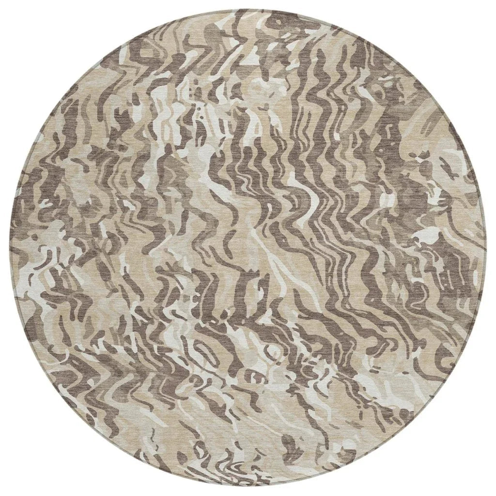 Saphara Beige Washable Indoor-Outdoor Rug-Outdoor Rugs-LOOMLAN Rugs-8' x 8'-LOOMLAN