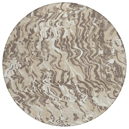 Saphara Beige Washable Indoor-Outdoor Rug-Outdoor Rugs-LOOMLAN Rugs-8' x 8'-LOOMLAN