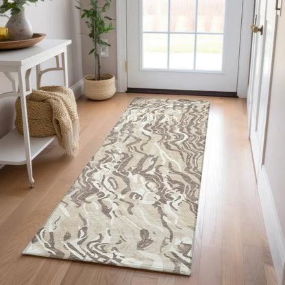 Saphara Beige Washable Indoor-Outdoor Rug-Outdoor Rugs-LOOMLAN Rugs-LOOMLAN