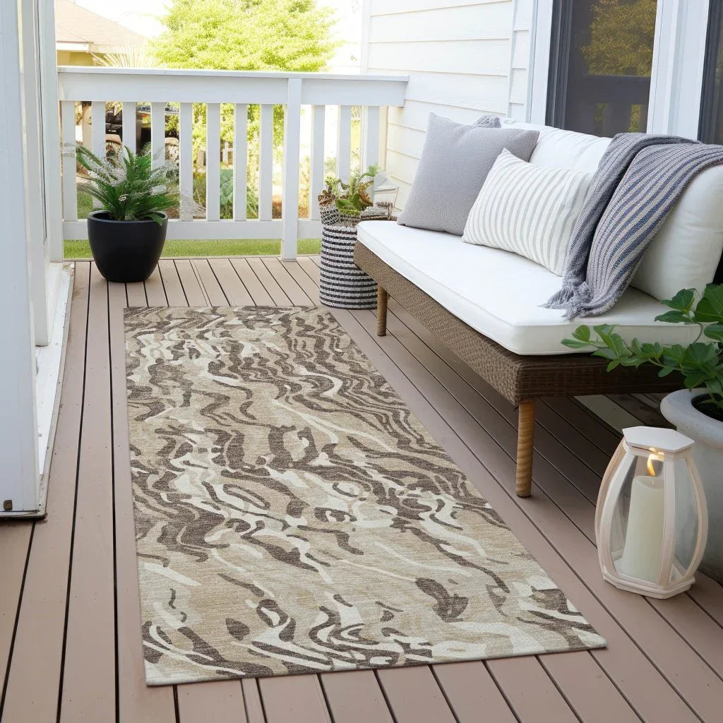 Saphara Beige Washable Indoor-Outdoor Rug-Outdoor Rugs-LOOMLAN Rugs-LOOMLAN