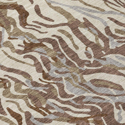 Saphara Brown Washable Indoor-Outdoor Rug-Outdoor Rugs-LOOMLAN Rugs-LOOMLAN