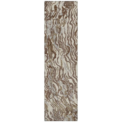 Saphara Brown Washable Indoor-Outdoor Rug-Outdoor Rugs-LOOMLAN Rugs-2'3" x 7'6"-LOOMLAN