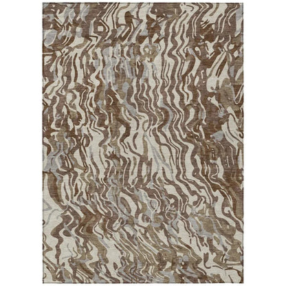 Saphara Brown Washable Indoor-Outdoor Rug-Outdoor Rugs-LOOMLAN Rugs-2'6" x 3'10"-LOOMLAN