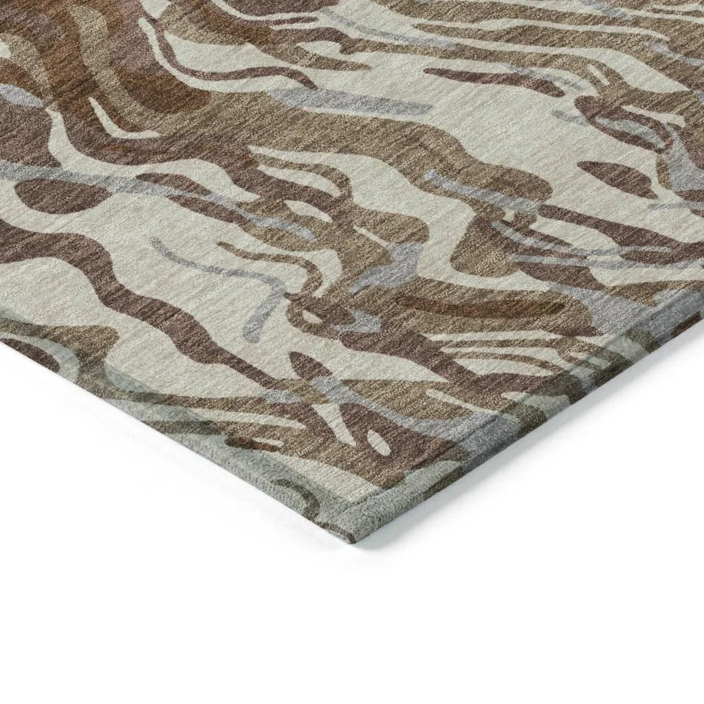 Saphara Brown Washable Indoor-Outdoor Rug-Outdoor Rugs-LOOMLAN Rugs-LOOMLAN