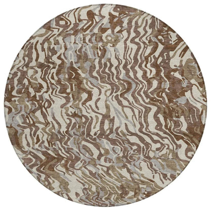 Saphara Brown Washable Indoor-Outdoor Rug-Outdoor Rugs-LOOMLAN Rugs-8' x 8'-LOOMLAN