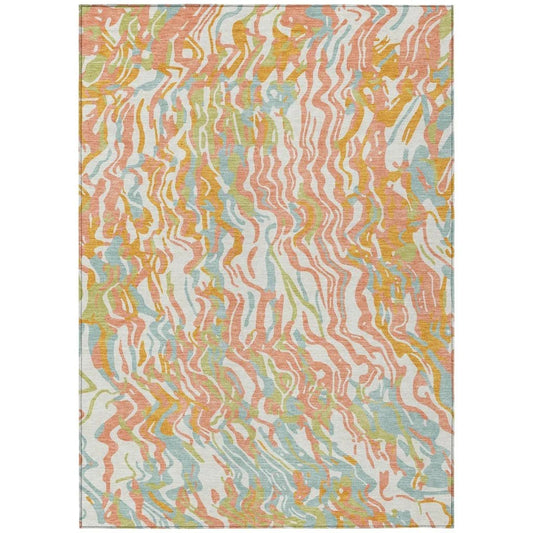 Saphara Orange Washable Indoor-Outdoor Rug-Outdoor Rugs-LOOMLAN Rugs-2'6" x 3'10"-LOOMLAN
