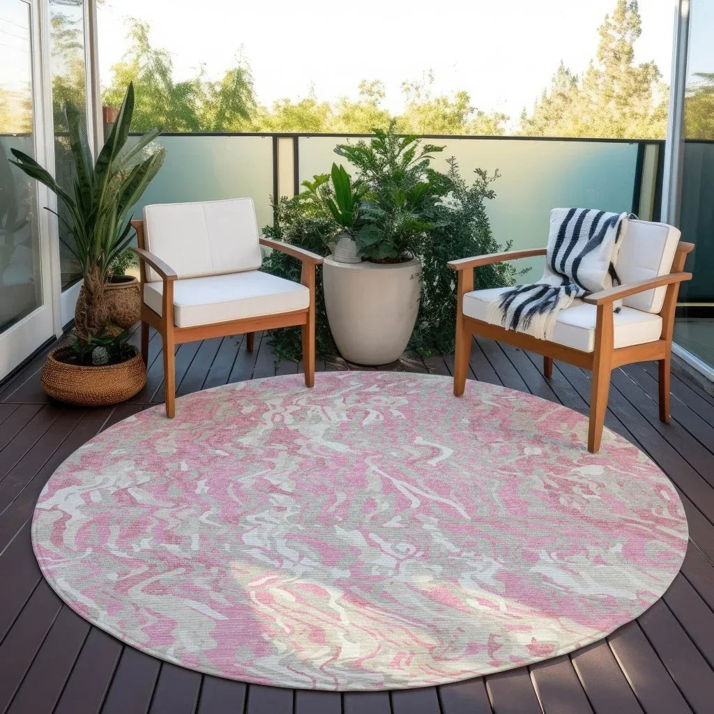 Saphara Pink Washable Indoor-Outdoor Rug-Outdoor Rugs-LOOMLAN Rugs-LOOMLAN