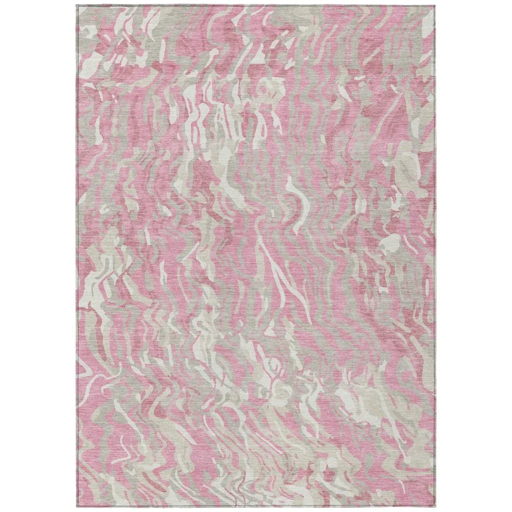 Saphara Pink Washable Indoor-Outdoor Rug-Outdoor Rugs-LOOMLAN Rugs-2'6" x 3'10"-LOOMLAN