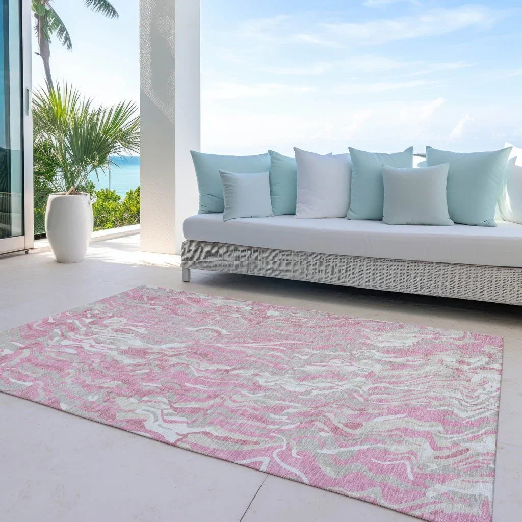 Saphara Pink Washable Indoor-Outdoor Rug-Outdoor Rugs-LOOMLAN Rugs-LOOMLAN