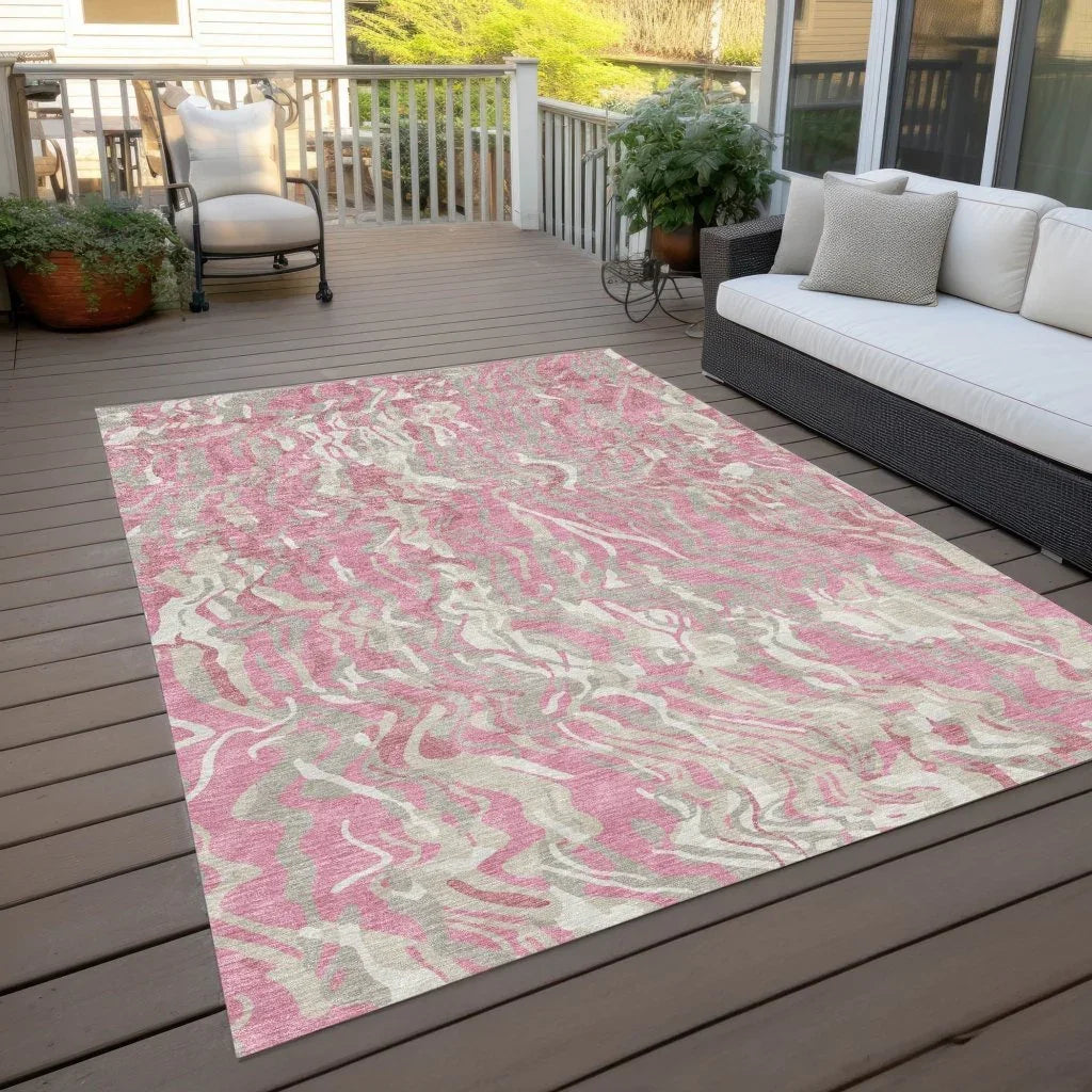 Saphara Pink Washable Indoor-Outdoor Rug-Outdoor Rugs-LOOMLAN Rugs-LOOMLAN