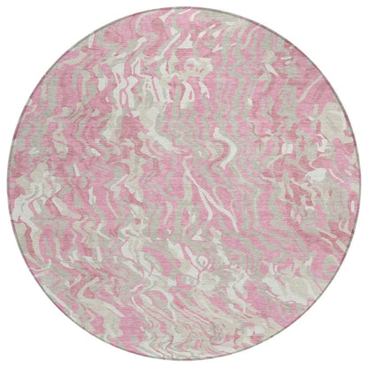Saphara Pink Washable Indoor-Outdoor Rug-Outdoor Rugs-LOOMLAN Rugs-8' x 8'-LOOMLAN