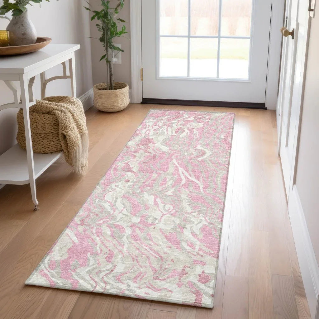 Saphara Pink Washable Indoor-Outdoor Rug-Outdoor Rugs-LOOMLAN Rugs-LOOMLAN