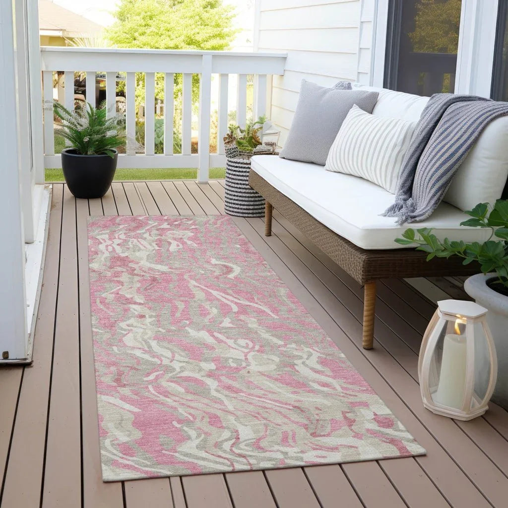 Saphara Pink Washable Indoor-Outdoor Rug-Outdoor Rugs-LOOMLAN Rugs-LOOMLAN