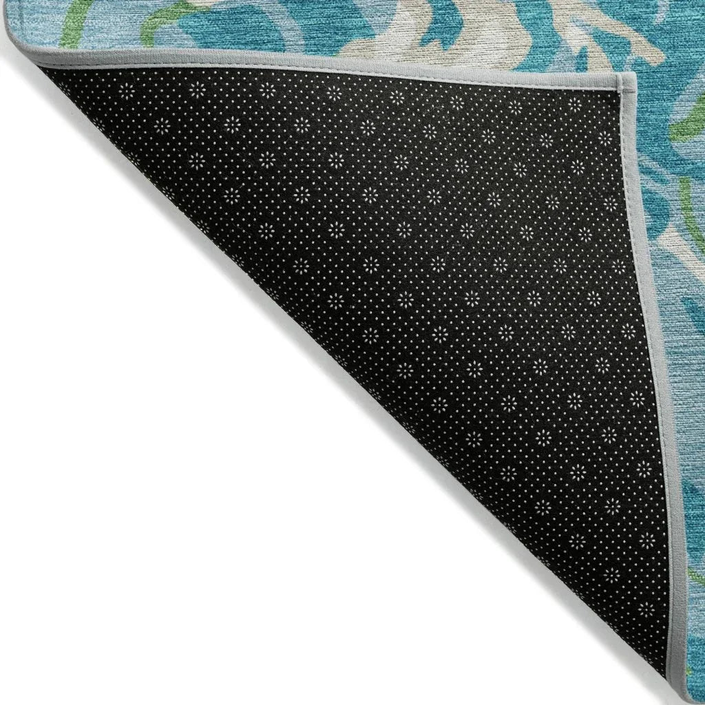 Saphara Teal Washable Indoor-Outdoor Rug-Outdoor Rugs-LOOMLAN Rugs-LOOMLAN