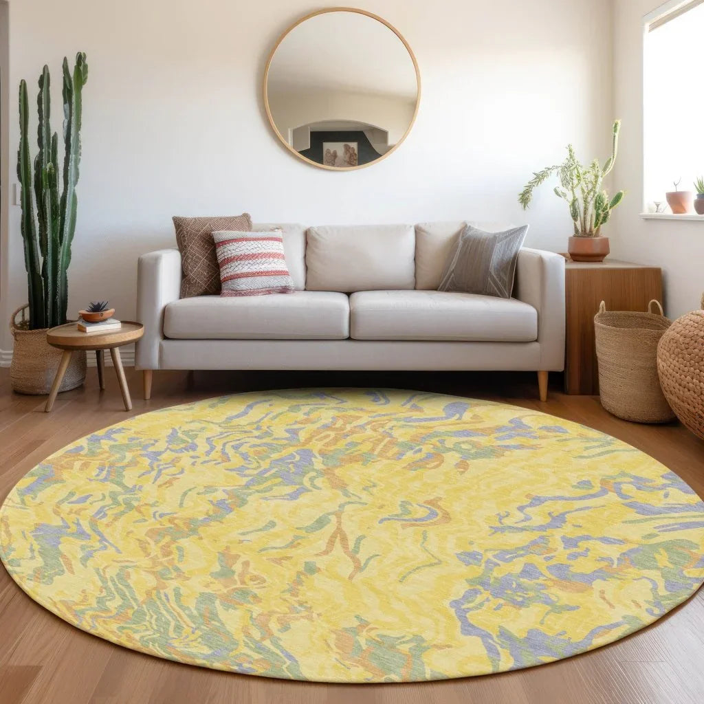 Saphara Yellow Washable Indoor-Outdoor Rug-Outdoor Rugs-LOOMLAN Rugs-LOOMLAN