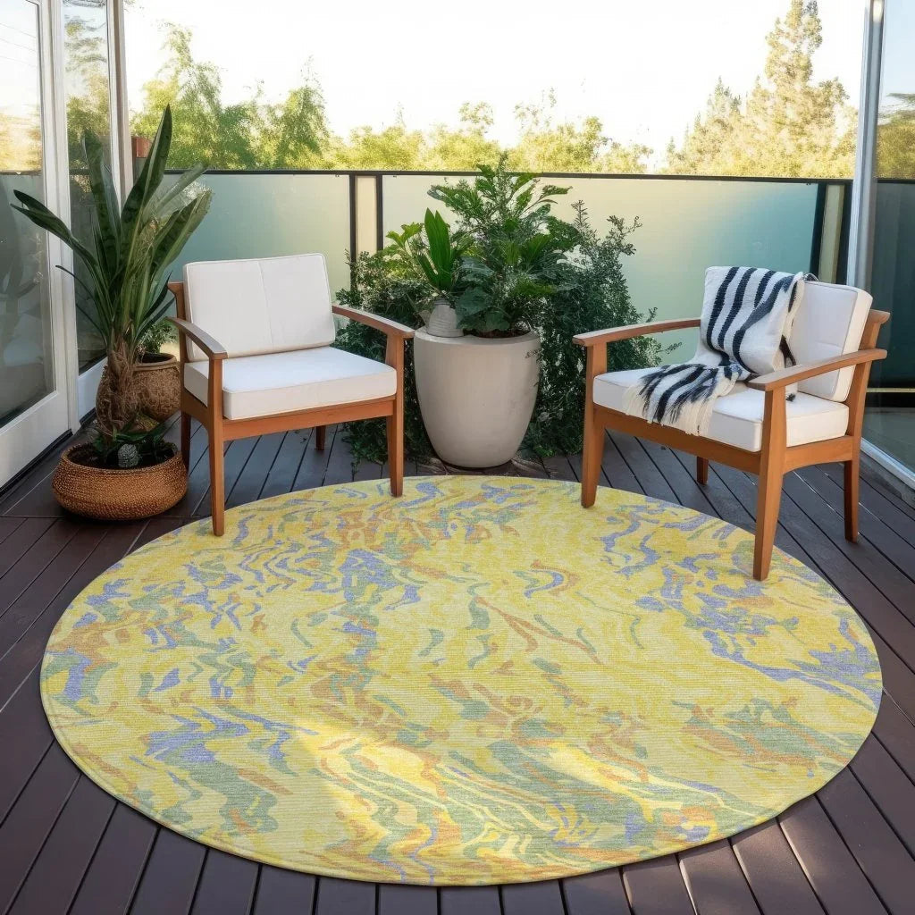 Saphara Yellow Washable Indoor-Outdoor Rug-Outdoor Rugs-LOOMLAN Rugs-LOOMLAN