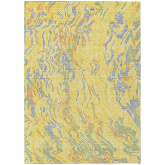 Saphara Yellow Washable Indoor-Outdoor Rug-Outdoor Rugs-LOOMLAN Rugs-2'6" x 3'10"-LOOMLAN