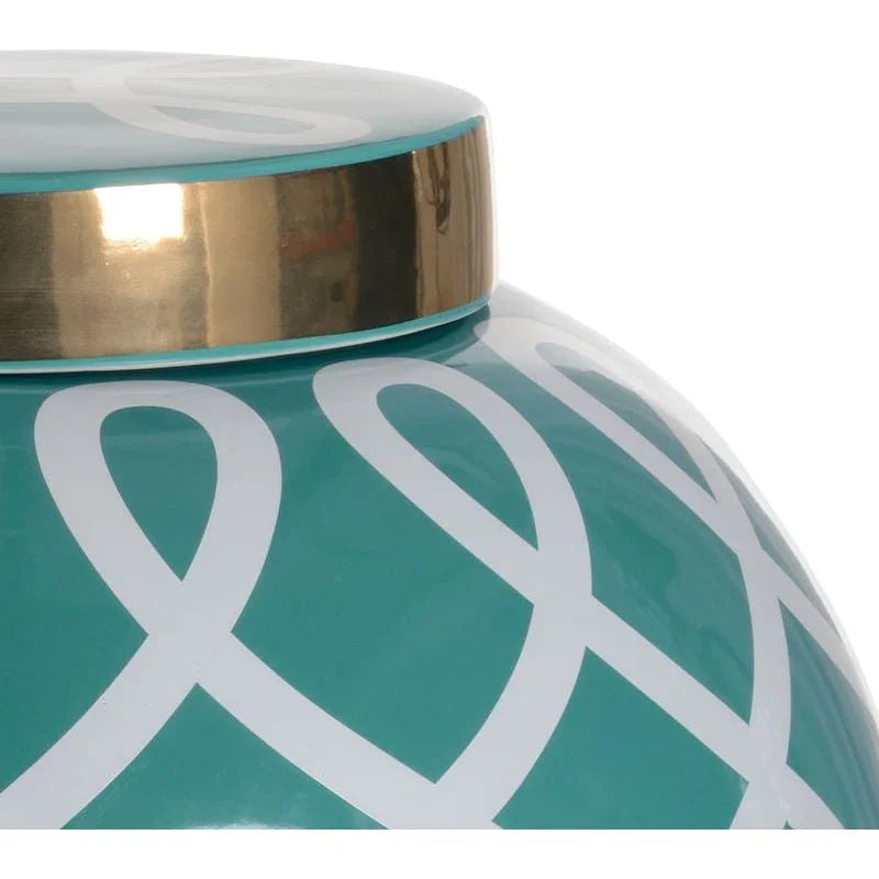 Sarah Ginger Gold Patterned Jar - LOOMLAN - Chelsea House - Vases & Jars