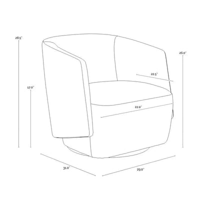 Sarina Swivel Lounge Chair With Velvety Soft - LOOMLAN - SUNPAN - Club Chairs