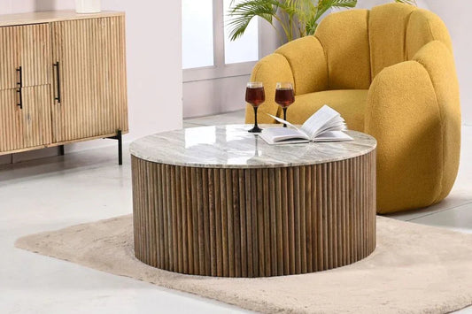 Sarnelle Marble Top Storage Coffee Table