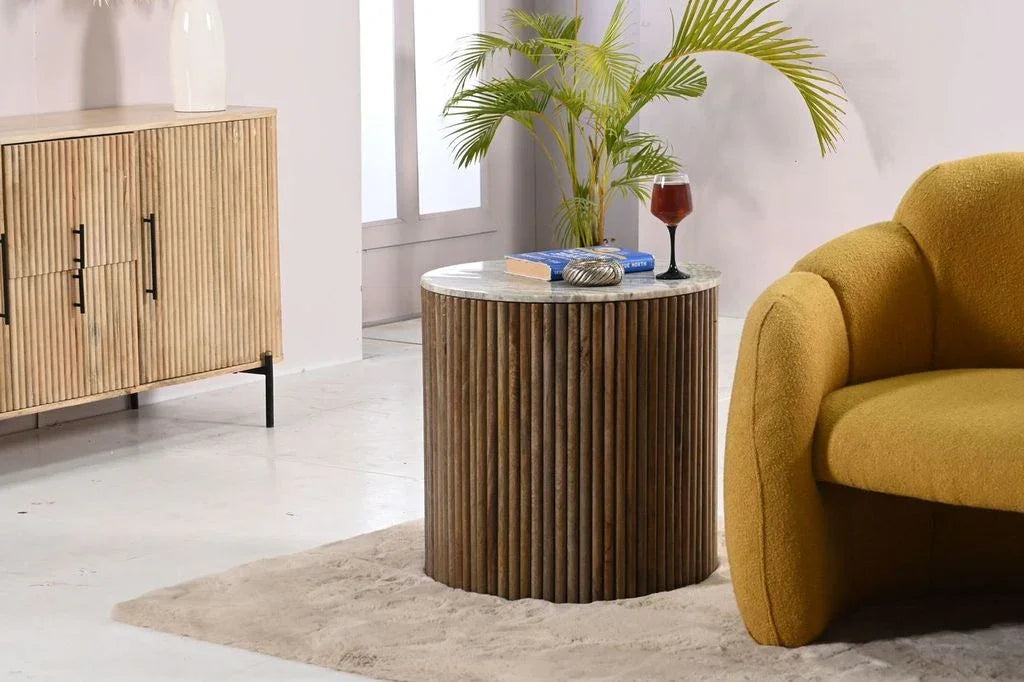 Sarnelle Marble Top Storage Lamp Table