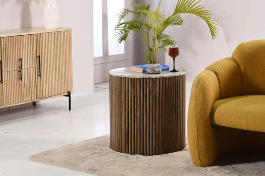 Sarnelle Marble Top Storage Lamp Table