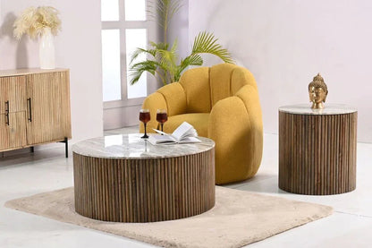 Sarnelle Marble Top Storage Lamp Table