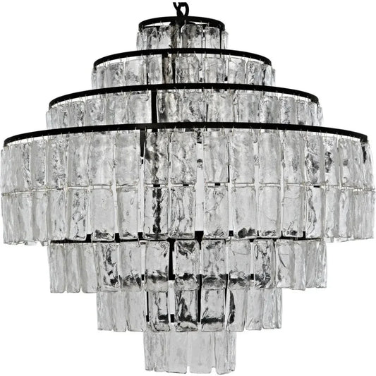 Satellite Black Steel and Glass Chandelier - LOOMLAN - Noir - Chandeliers