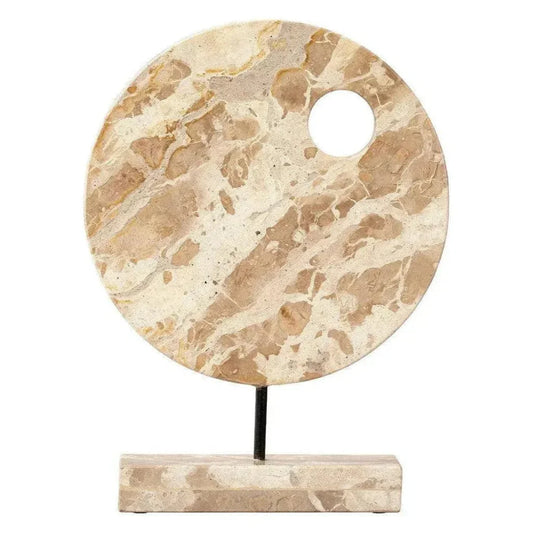 Satellite Marble and Iron Cream Stand - LOOMLAN - Jamie Young - Statues & Sculptures