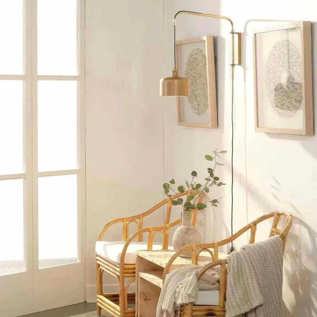 Satin Brass Jeno Swing Arm Wall Sconce Small - LOOMLAN - Jamie Young - Wall Sconces