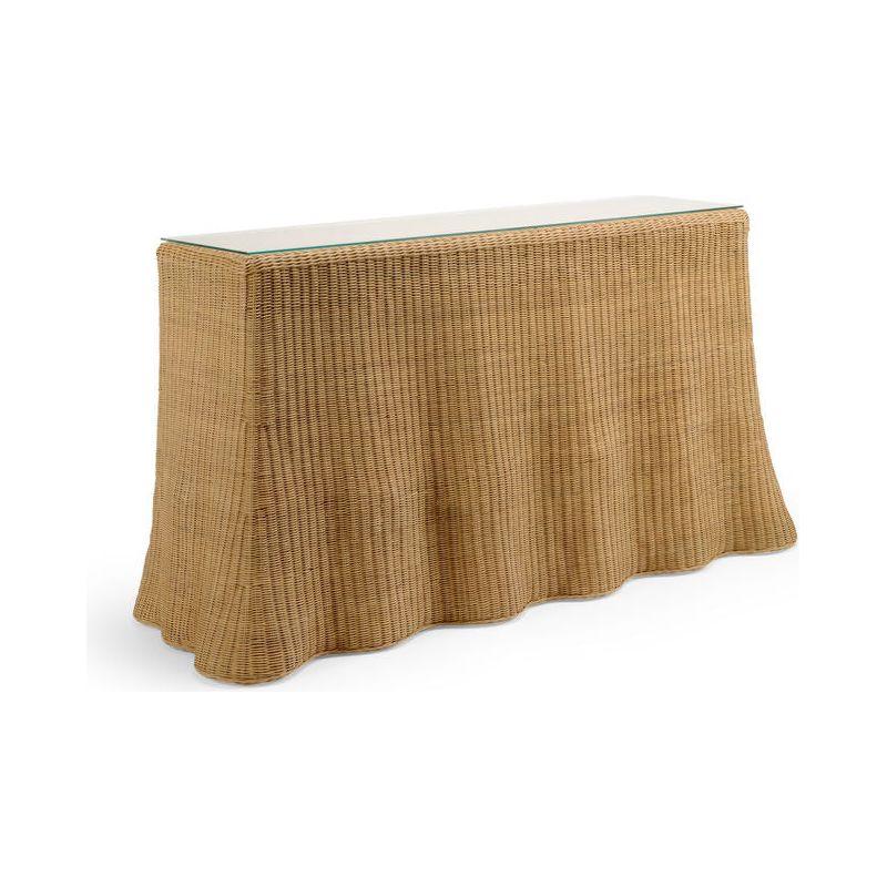 Savannah Natural Wicker Covered Console Table - LOOMLAN - Wildwood - Console Tables