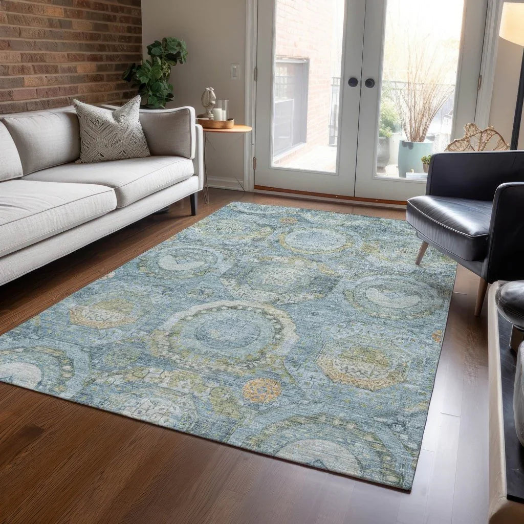 Savarna Blue Washable Indoor - Outdoor Rug - LOOMLAN - LOOMLAN Rugs - Outdoor Rugs