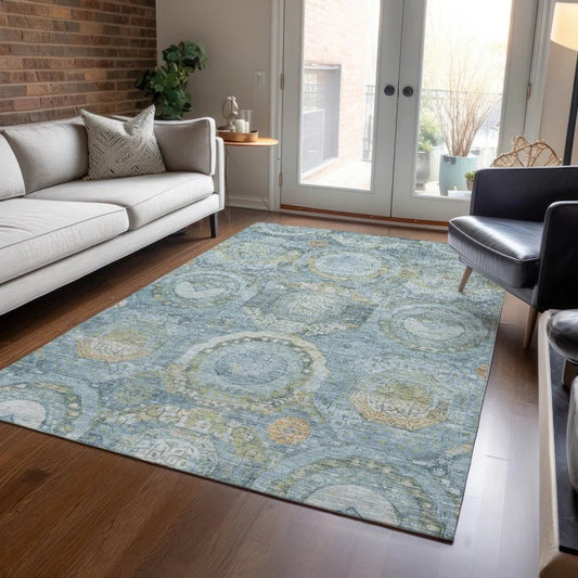 Savarna Blue Washable Indoor - Outdoor Rug - LOOMLAN - LOOMLAN Rugs - Outdoor Rugs