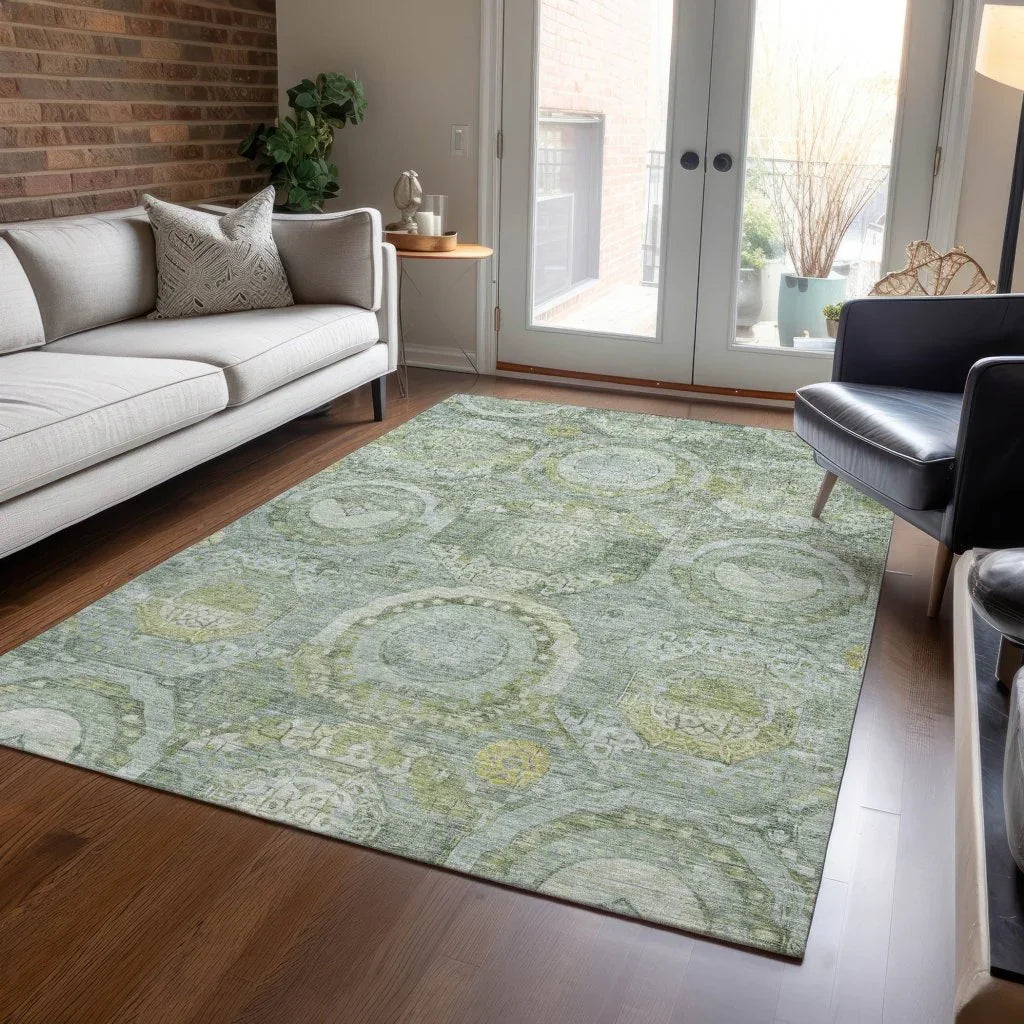 Savarna Green Washable Indoor - Outdoor Rug - LOOMLAN - LOOMLAN Rugs - Outdoor Rugs