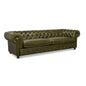 Savile Green Leather Sofa - LOOMLAN - Sarreid - Sofas & Loveseats